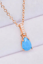 Teardrop Turquoise 4-Prong Pendant Necklace Rose Gold One Size Necklaces