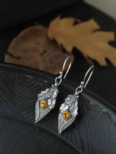 Alloy Rhinestone Leaf Shape Earrings Yellow One Size