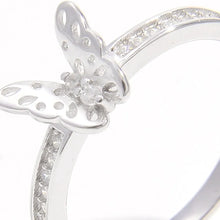 925 Sterling Silver Inlaid Zircon Butterfly Ring Rings