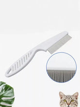 Peigne à dents fines pour enlever les poils d'animaux avec corps en plastique blanc et dents en acier inoxydable pour le pelage des animaux de compagnie