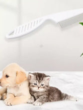 Peigne à dents fines pour enlever les poils d'animaux avec manche en plastique blanc pour le pelage des animaux de compagnie