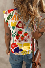 Floral and Strawberry Print Sleeveless Top for Women