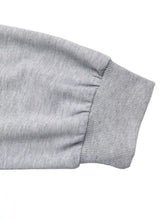 Gray heathered floral applique boat neck sweatshirt cuff with ribbed knit finish and slightly stretchy fabric machine wash cold