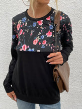 Floral Black Long Sleeve Round Neck Shirt for Women Floral Woman T Shirts