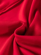 Floral bow patched exposed seam patchwork slit baggy sweatshirt in rich crimson silk with smooth drape machine wash cold