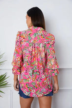 Floral Button Up Flounce Sleeve Shirt Woman Blouses