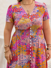 Floral Buttoned Maxi Dress in Viscose with Slit Maxi Dresses