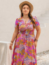 Floral Buttoned Maxi Dress in Viscose with Slit