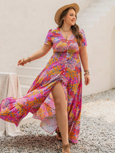 Floral Buttoned Maxi Dress in Viscose with Slit