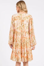 Floral Chiffon Babydoll Long Sleeve Mini Dress Casual Dresses