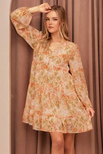 Floral Chiffon Babydoll Long Sleeve Mini Dress