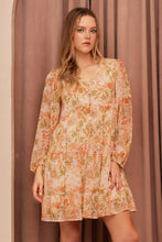 Floral Chiffon Babydoll Long Sleeve Mini Dress