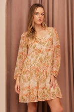 Floral Chiffon Babydoll Long Sleeve Mini Dress Casual Dresses