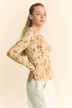 Floral Chiffon Blouse with Long Sleeves in Light Beige