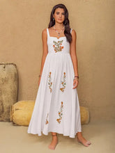 White floral embroidered sleeveless maxi dress