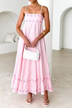 Floral Embroidered Spaghetti Strap Maxi Dress Woman Maxi Dress