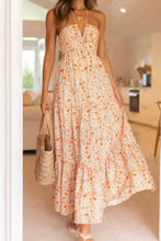 Floral Halter Neck Tiered Maxi Dress Sherbet Woman Maxi Dress
