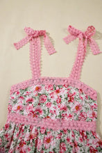 Floral Lace Tied Strap Square Neck Dress with Pockets Woman Casual Dress