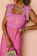 Floral Lace Wide Strap Square Neck Maxi Dress Woman Maxi Dress