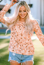 Floral Long Sleeve Shirt with Round Neck for Women Woman T Shirts