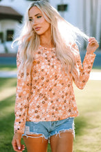 Floral Long Sleeve Shirt with Round Neck for Women Woman T Shirts