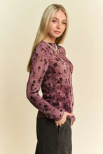 Floral Mesh Long Sleeve Sheer Top for Women