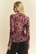 Floral Mesh Long Sleeve Sheer Top for Women