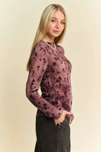 Floral Mesh Long Sleeve Sheer Top for Women Woman T Shirts