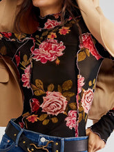 Floral Mesh Long Sleeve Top for Women