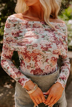 Floral Off Shoulder Long Sleeve Bodysuit for Women Floral