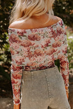 Floral Off Shoulder Long Sleeve Bodysuit for Women