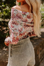 Floral Off Shoulder Long Sleeve Bodysuit for Women