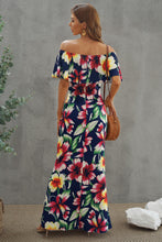 Floral Off Shoulder Ruffle Maxi Dress with Long Flounce Sleeves