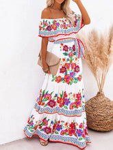 Floral Off Shoulder Ruffled Maxi Dress