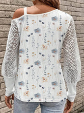 Floral One Shoulder Blouse with Lace Sleeve