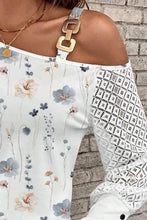 Floral One Shoulder Blouse with Lace Sleeve Woman T Shirts
