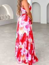 Floral One Shoulder Pleated Maxi Dress