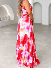 Floral One Shoulder Pleated Maxi Dress Evening Dresses
