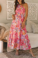 Floral one-shoulder smocked maxi dress