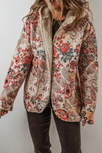 Floral Paisley Hooded Sherpa Lined Jacket for Women Woman Outerwear
