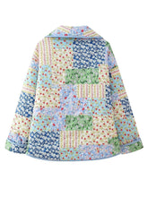 Floral Patchwork Quilted Jacket with Pockets