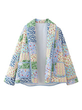 Floral Patchwork Quilted Jacket with Pockets