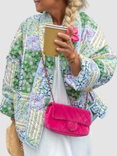 Floral Patchwork Quilted Jacket with Pockets
