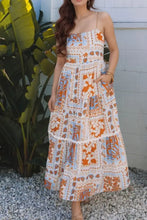 Floral patchwork maxi sundress in tiered style