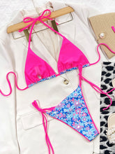 Floral Pink Bikini with Adjustable Cup Height and Removable Padding