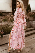 Floral Pink Maxi Dress with Long Sleeve Bishop Sleeves Maxi Dresses