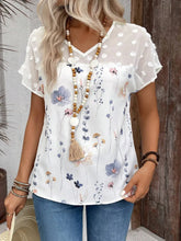 Floral Print Flutter Sleeve Casual Blouse for Women White