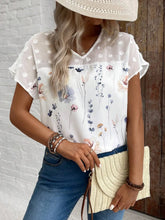 Floral Print Flutter Sleeve Casual Blouse for Women
