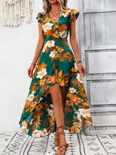 Floral Print High-Low Wrap Maxi Dress