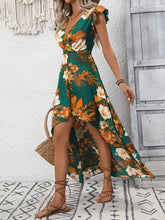 Floral Print High-Low Wrap Maxi Dress